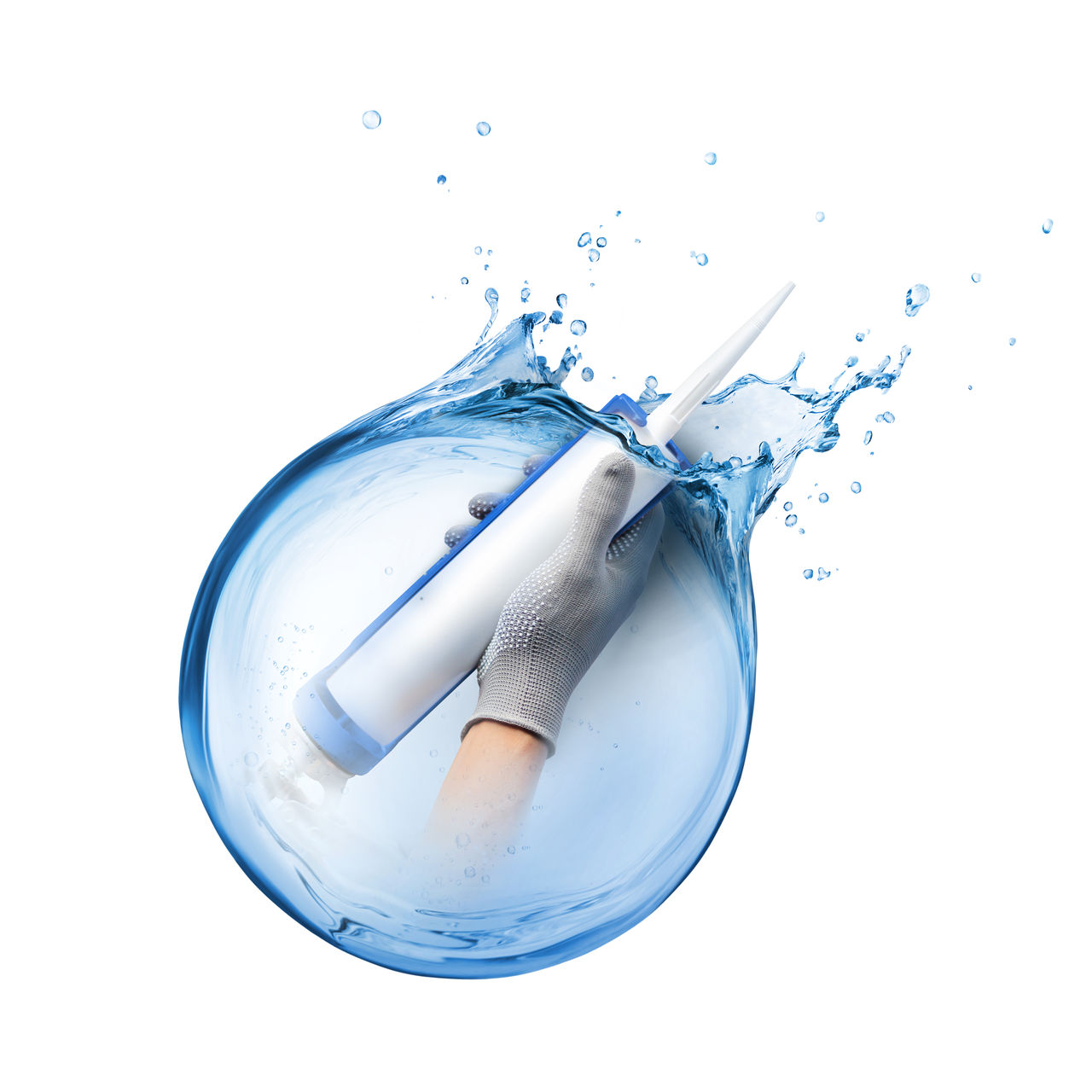 Abstract reservoir of water in the form of a sphere with drop cartridge inside