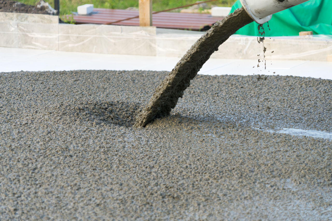 construction worker working with concrete