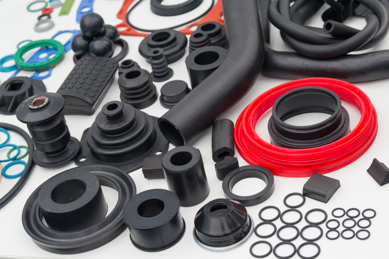 Various rubber products and sealing products at the exhibition stand. Industry; Shutterstock ID 467401718
