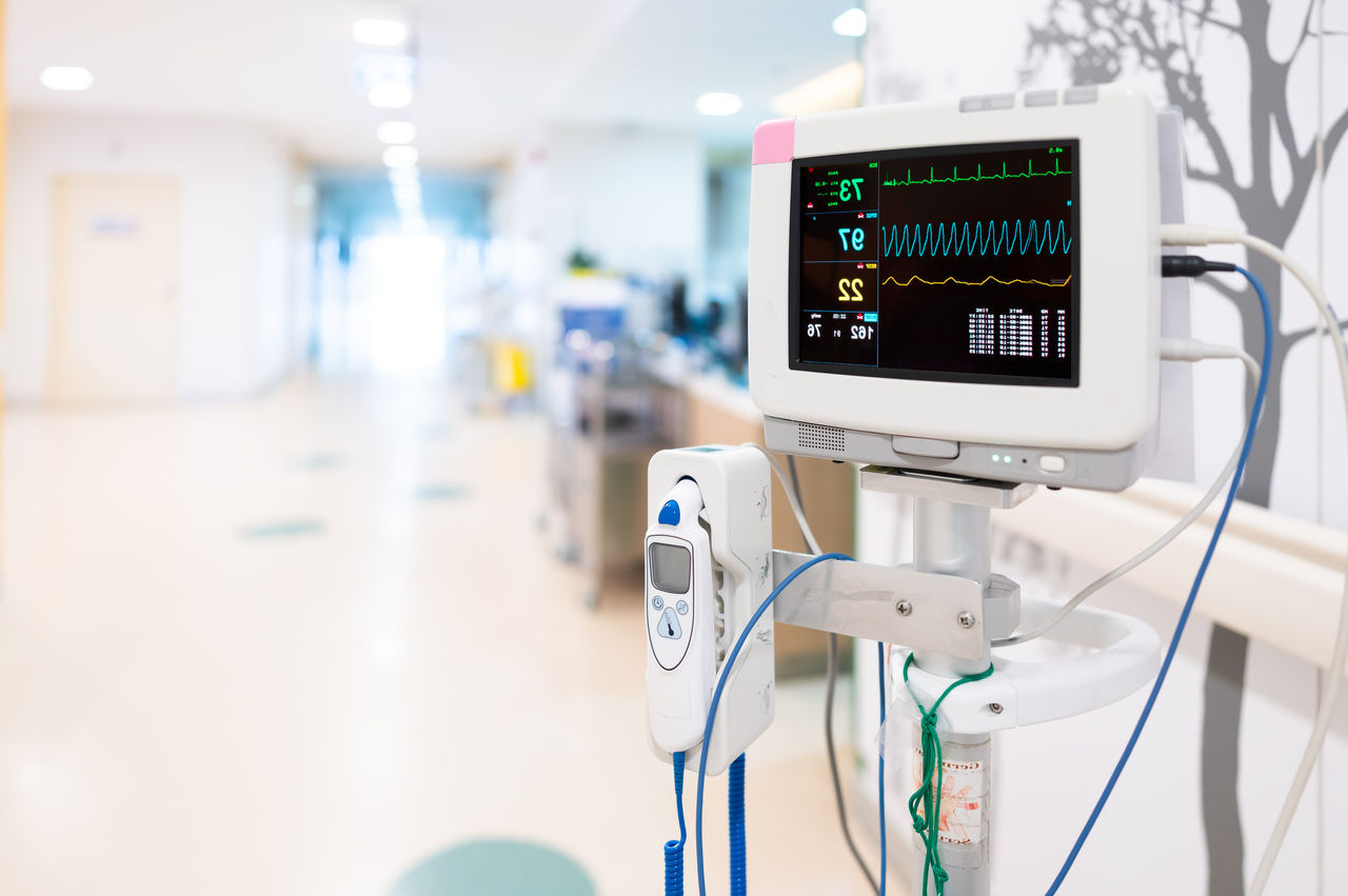 Medical device on a hospital corridor