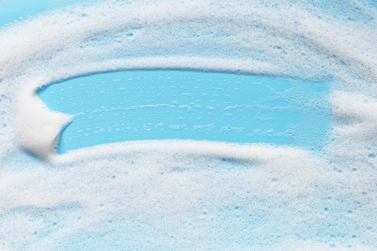 soap on a blue surface